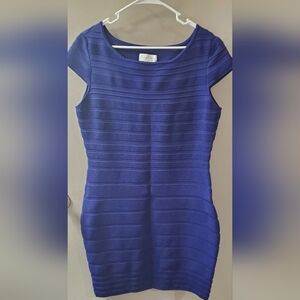 Jessica Simpson Royal Blue Formed Fitting Ribbed Mini Dress. Sz L